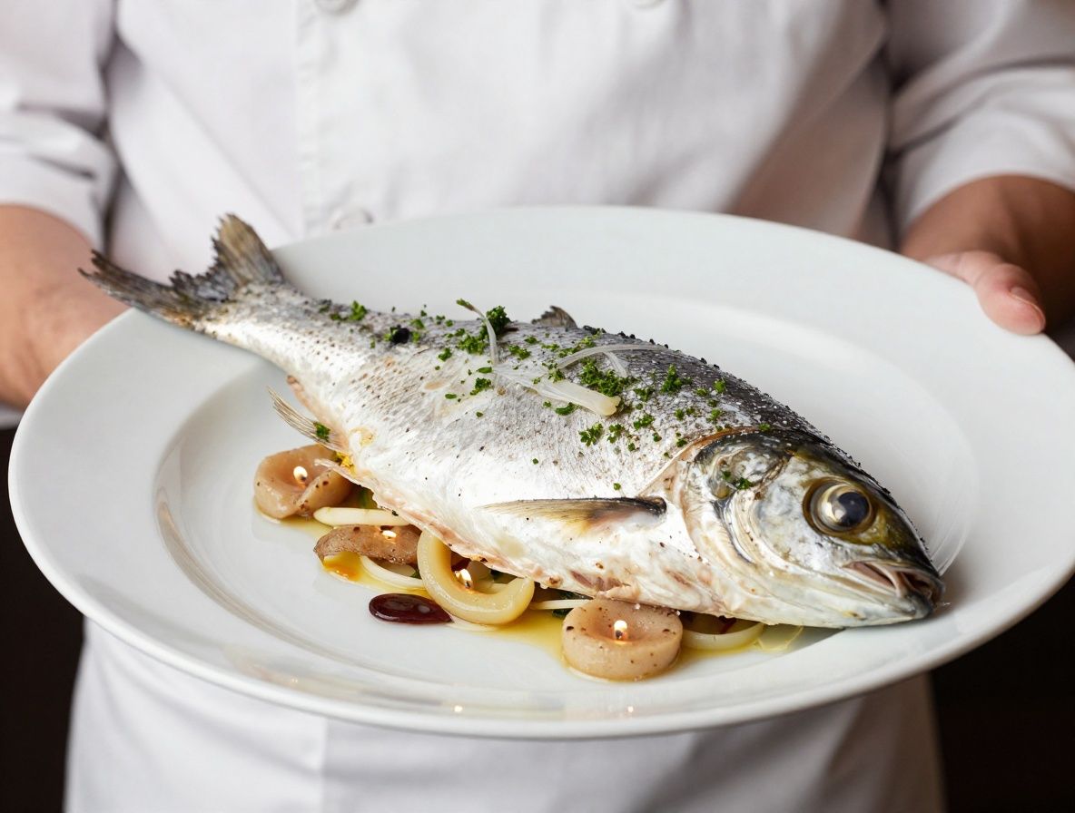 Элегантный стол в мишленовском ресторане с хрустальными бокалами, белой скатертью и свечами на фоне тёмного интерьера